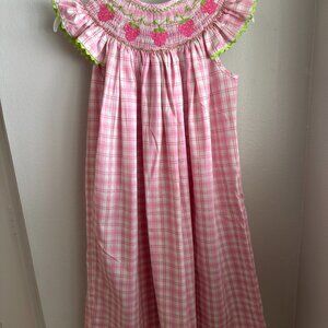 Sage and Lilly smocked dress with strawberries, size 5